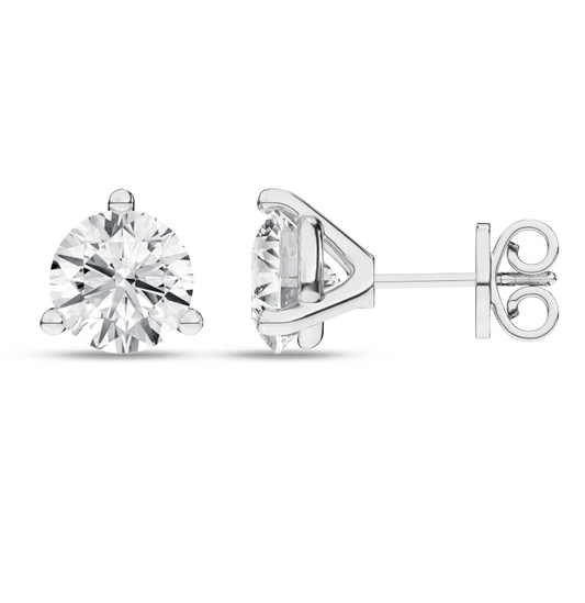3-Prong Martini Solitaire Stud Earrings (Round)