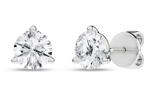 3-Prong Martini Solitaire Stud Earrings (Round) 2.02 Carats
