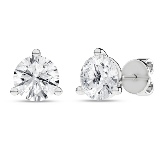 3-Prong Martini Solitaire Stud Earrings (Round) 3.96 Carats