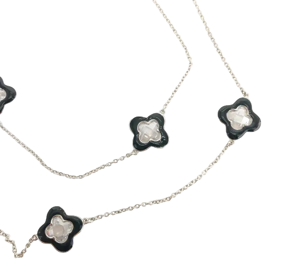 Black CZ Enamel Necklace