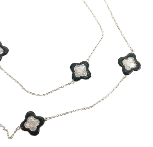 Black CZ Enamel Necklace