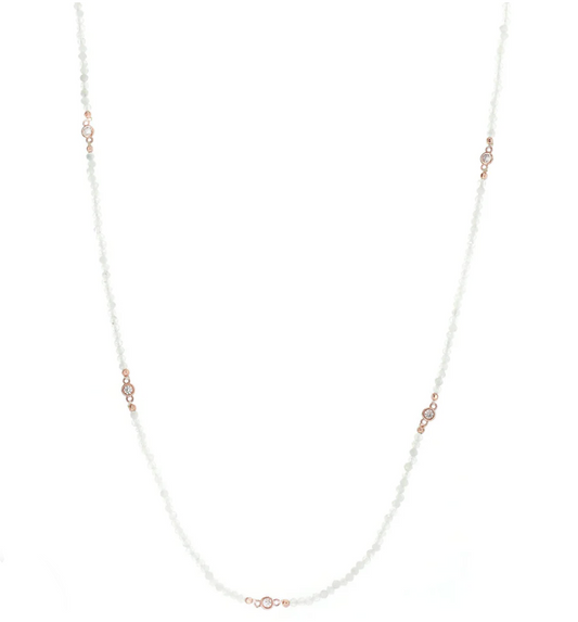 Labradorite Stone Necklace Rose Gold