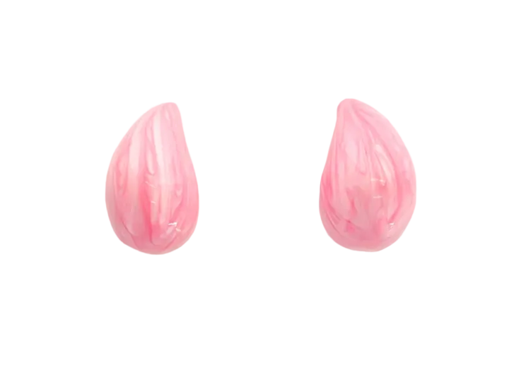 Pink Enamel Raindrop Earrings