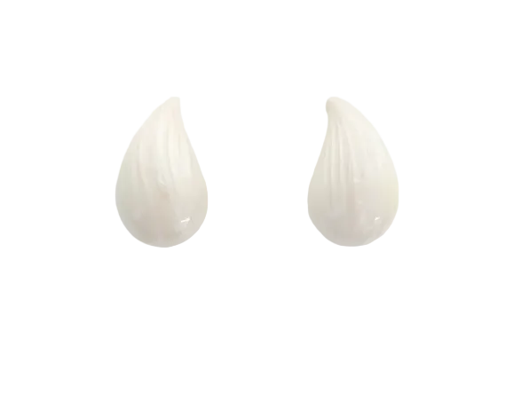 White Enamel Raindrop Earrings