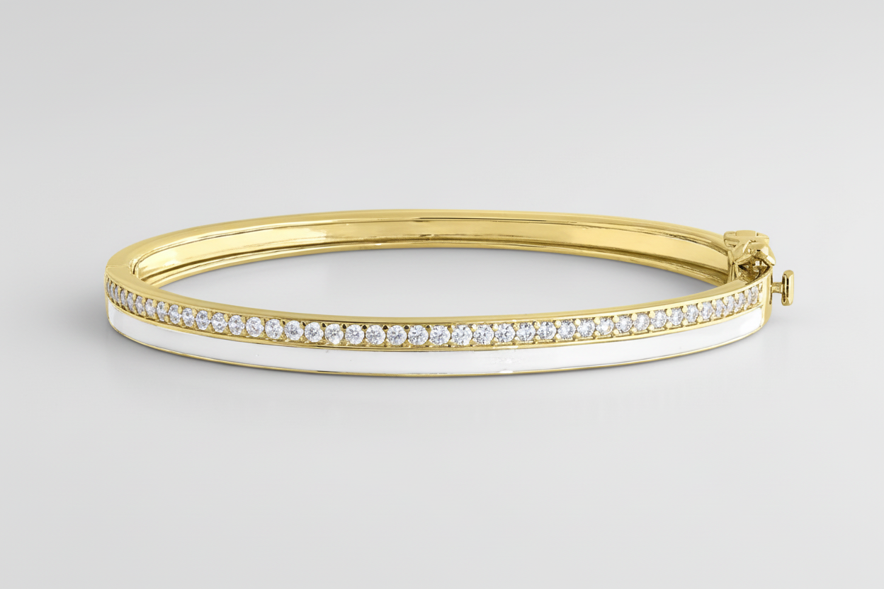White Enamel Bangle Bracelet