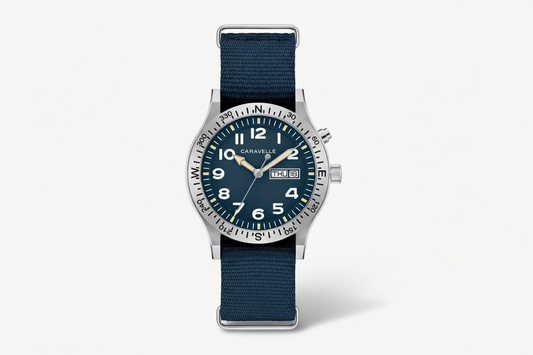 Light It Up Field Watch – Blue Dial, Compass Bezel & Day/Date