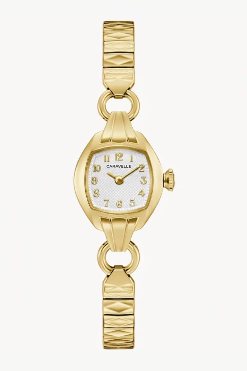 Women’s Gold-Tone Cocktail Watch – Textured Dial & Expansion Bracelet