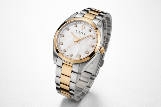 Bulova Surveyor Diamond White Dial Rose Gold Women's Quartz Watch