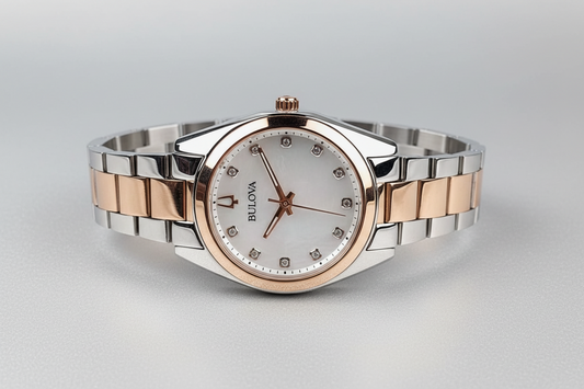 Bulova Surveyor Diamond White Dial Rose Gold Women's Quartz Watch