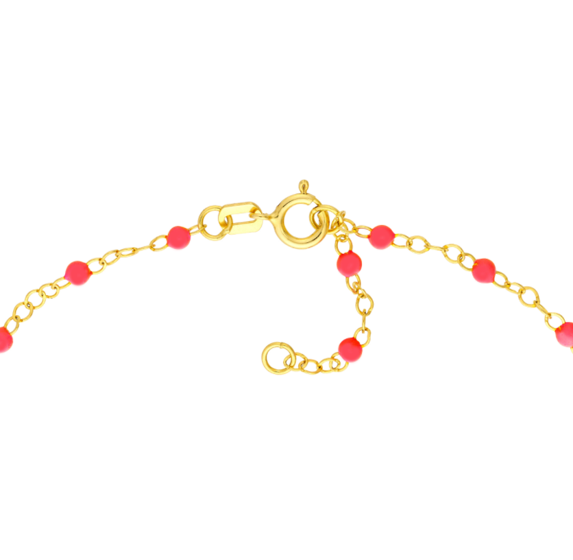Neon Pink Enamel Bead Piatto Bracelet