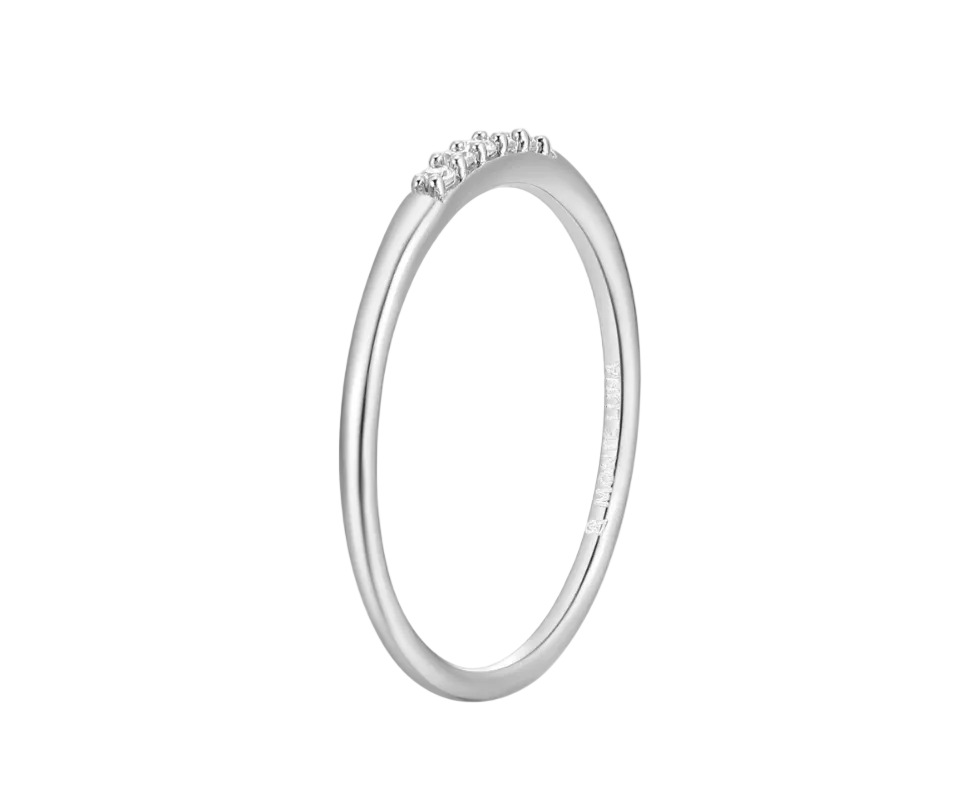 Diamond Line Stackable Ring in Rhodium Plated Sterling Silver