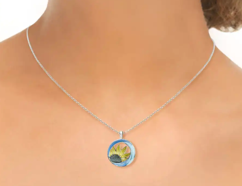 Yellow Sunflower Circle Necklace