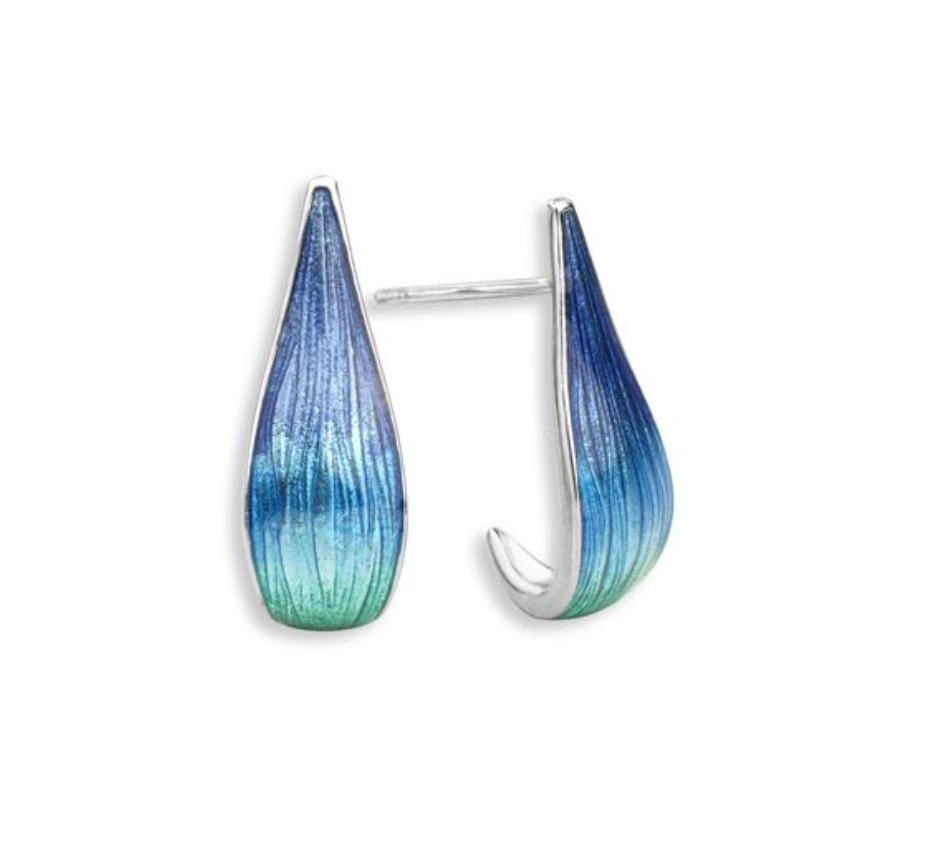 Blue Teardrop Post Earrings