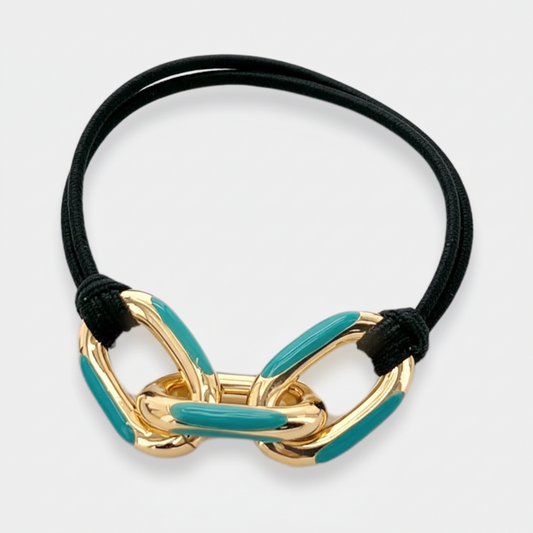 Turquoise Enamel Hair Tie Bracelet