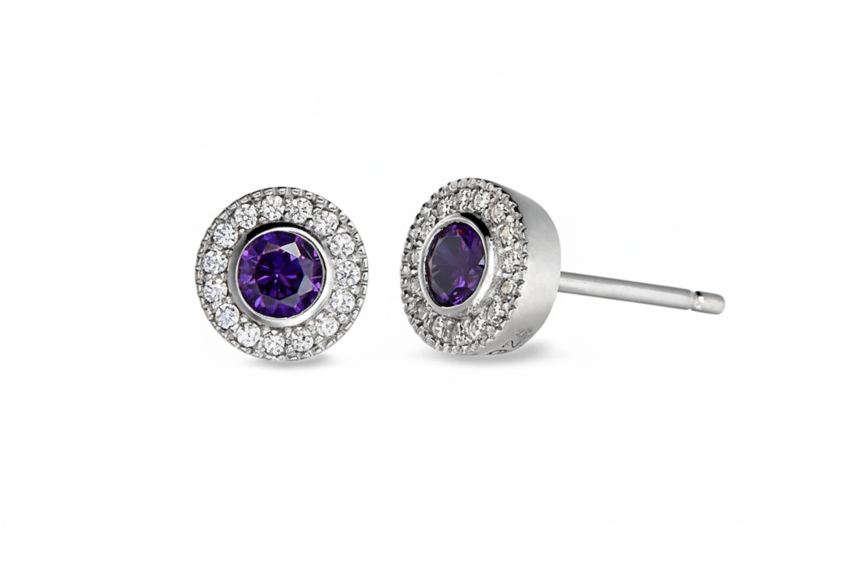 February Birthstone Stud Earrings