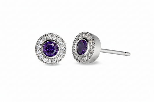 February Birthstone Stud Earrings