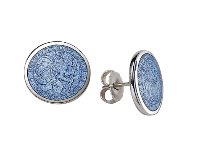St. Christopher Enamel Post Earrings