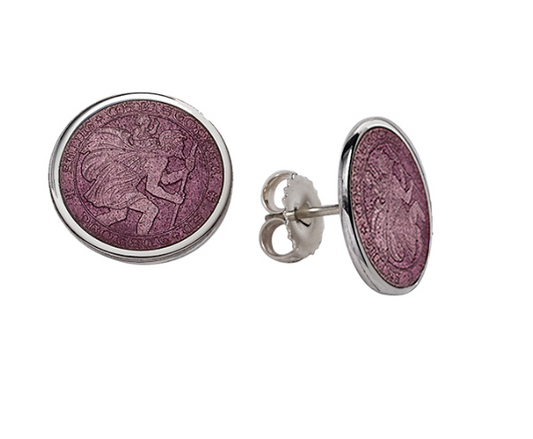 St. Christopher Enamel Post Earrings