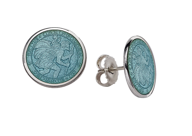 St. Christopher Enamel Post Earrings