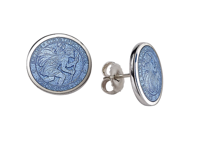 St. Christopher Enamel Post Earrings