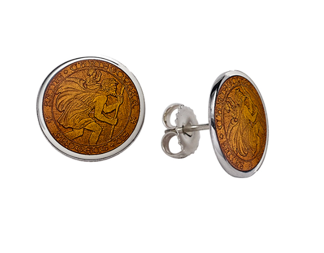 St. Christopher Enamel Post Earrings