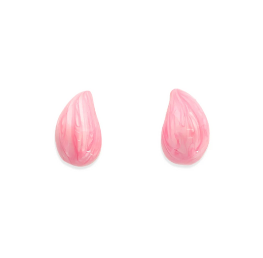 Pink Enamel Raindrop Earrings