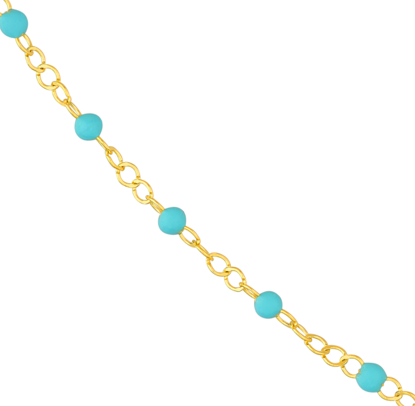 Light Turquoise Enamel Bead on Piatto Bracelet