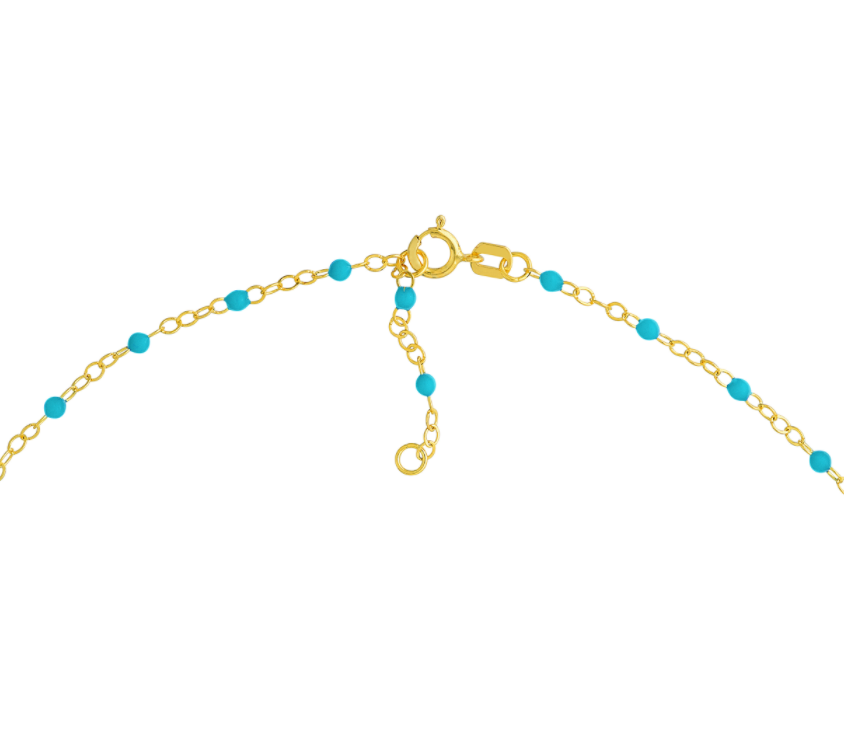 Light Turquoise Enamel Bead on Piatto Bracelet
